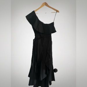 Black one shoulder ruffle skirt dress